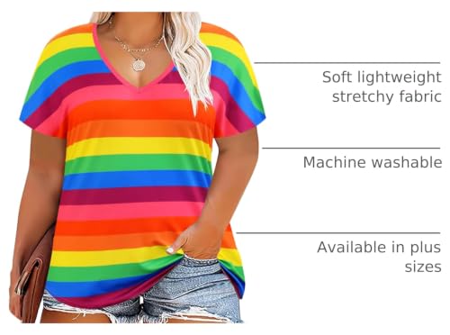 Image of TIYOMI Plus Size Tops for Women V Neck Tshirts Basic Tunic Casual Hawaii Floral Tie Dye Camo Summer Short Sleeve Tee XL-5XL