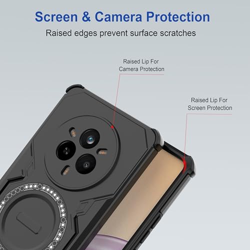Image of amazon basics Back Case Cover for Realme 14 Pro 5G | MagSafe Case with Built-in Metal Ring | Supports MagSafe Charger, Wallet & Car Mount | Shockproof Hybrid PC + TPU | Black