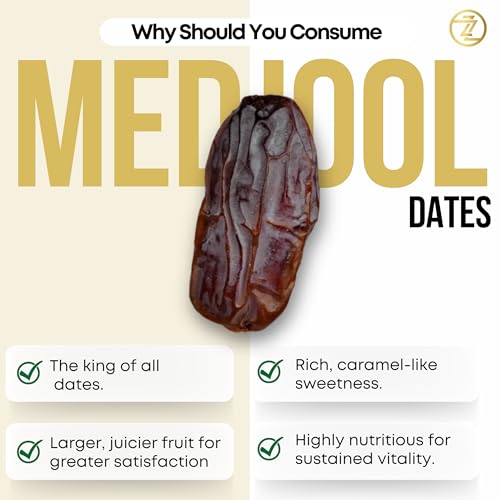 Image of Zabbaat Medjool Dates | Fresh & Black Medjoul Khajoor | Naturally Sweet Royal Jumbo /Large Arabian Khajoor | Perfect for Snacking, Gifting & a Healthy Lifestyle | Medjool Dates 500g