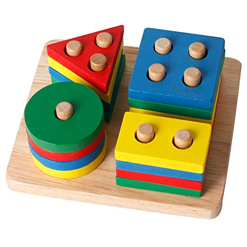image for WISBABY Wooden Sorting & Stacking Toys for Toddlers, Educational Shape