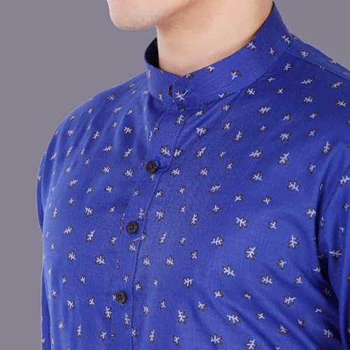 Image of SKAVIJ Mens Cotton Long Sleeve Tunic Printed Kurta