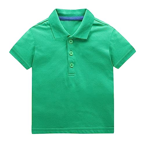 Toddler Girls Boys Short Sleeve Lapel Shirt Solid Plain Basic School Tops Cotton Lightweight Collar Blouse Clothes