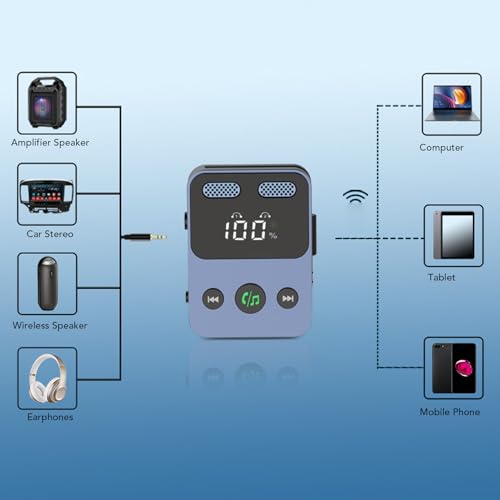 Adaptador Bluetooth 5.3 para avión con transmisor receptor inalámbrico y micrófono integrado 4