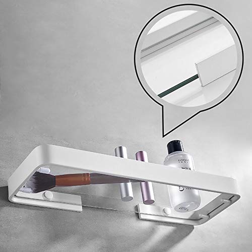 Étagère de rangement en verre clair avec support blanc pour fixer sans encombre
