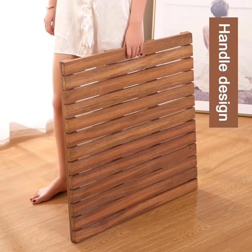 Alfombrilla de baño de bambú antideslizante e impermeable, alfombrilla de ducha de madera maciza para baño, cocina, bañera y uso de mascotas, diseño de tablero de pato natural