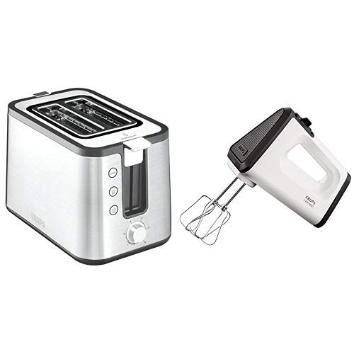 Krups KH442D10 Control Line Premium Toaster mit 6 Bräunungsstufen (720 Watt) edelstahl/schwarz & GN5021 Handmixer mit…