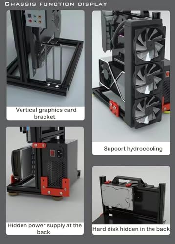 Gabinete para PC de prueba en aire libre, chasis abierto para placas base EATX, ATX, ITX, UMATX, MATX, estructura de aluminio, diseño DIY, soporte para refrigeración líquida de 120/240/360 mm miniatura 3
