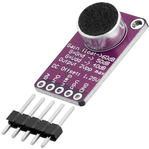 DUTTY El Tablero Amplificador AGC del micrófono max9814 2.7v - 5.5v, el Amplificador de Control automático de Ganancia 40db / 50db / 60db, es Compatible con esp8266, esp32 y arduino