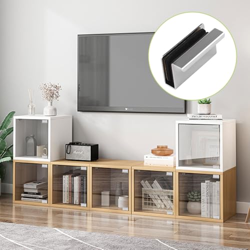 Image of 8Pcs Glass Finger Edge Pull Cabinet Finger Pull Handle Glass Door Clips Cabinet Latch Clamp Concealed Handle for Display Glasscase Door (Silver)
