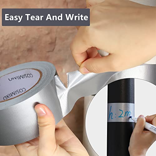 Image of COSIMIXO 1-Pack Silver Heavy Duty Wide Duct Tape, 4 inches x 55 Yards, Strong, Flexible, No Residue, All-Weather and Tear by Hand - Bulk Value for Repairs, Industrial, Professional Use