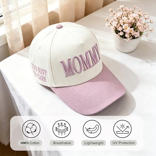 Image of Women's Mommin Trucker Hat - Vintage Two-Tone Ponytail Baseball Cap, Embroidered Adjustable Hat, Great Gift for Mom & Women