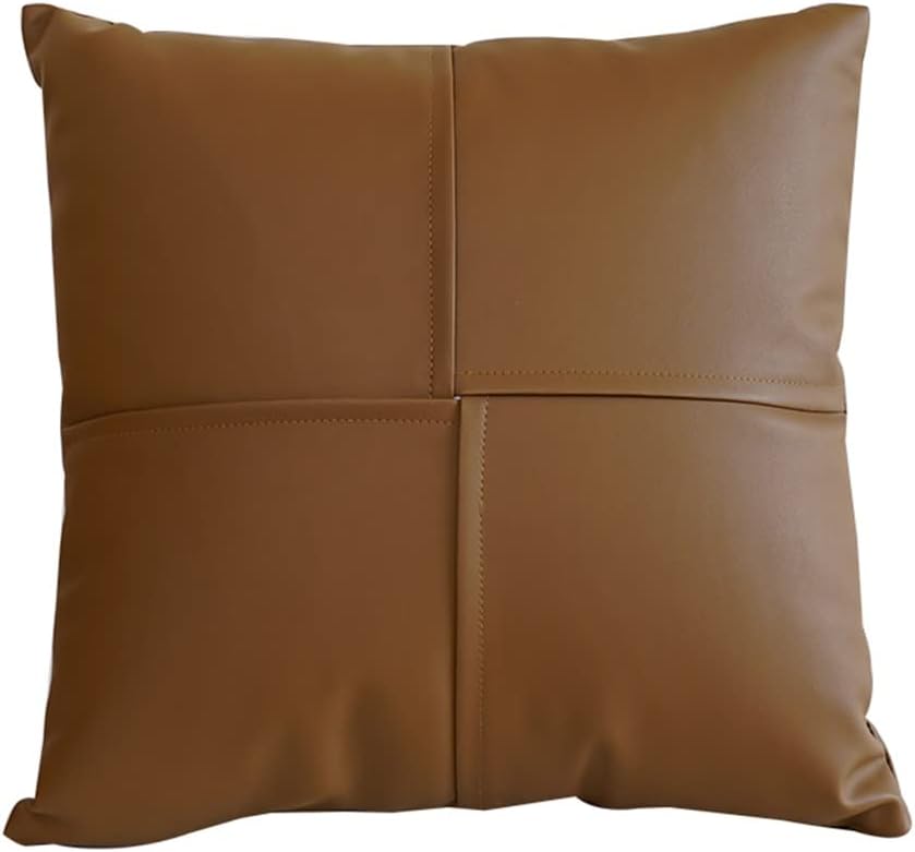 HBJWOV Faux Leather Cushion Cover Ivory Green Brown Coral Plain 45x45cm Pillow for Couch Sofa Chair Bed Home Decoration(Black)