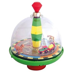 alldoro 16802 68020 Kreisel mit fahrendem Traktor und Anhänger, zwei beweglichen Tieren und realistischen Geräuschen, inkl. Batterien, für Kinder ab 18 Monate