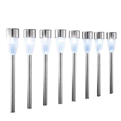 Collections Etc Solar Light Pathway Stakes - Set of 8 Multi Color Lights, White Lights