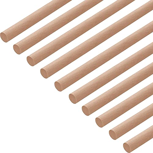 Gedotec Buchen-Rundstab glatt | Rundhölzer | Bastelstäbe 20 x 1000 mm | 10 Stück | Holzstäbe aus Buchenholz zum Basteln | Rundstab aus Massiv-Holz rund | Bastelstäbe für Holzbau-Stöcke | Holzstäbchen