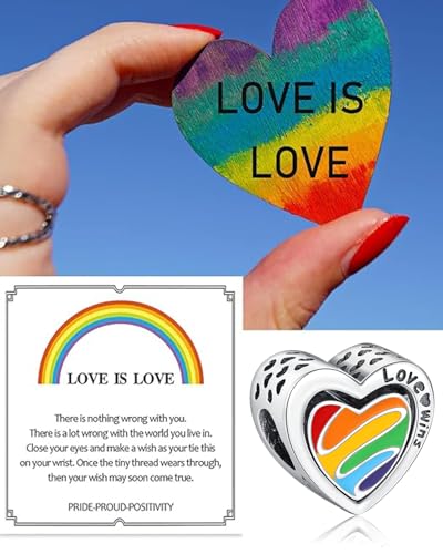 KEQ Rainbow LGBT Pride Gay Dangle Charm for Bracelet Necklace In A World Full Of Darkness Be A Rainbow Gay Couple Pride Month Gift3