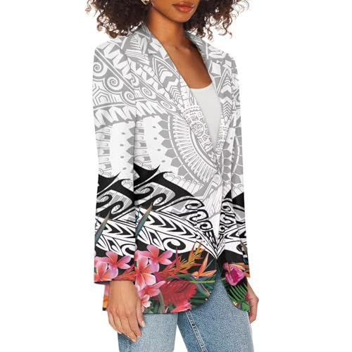 Blazers for Women Polynesian Green Butterfly Pattern Summer Dresses for Women Long Sleeve Lapel One Button Suit2