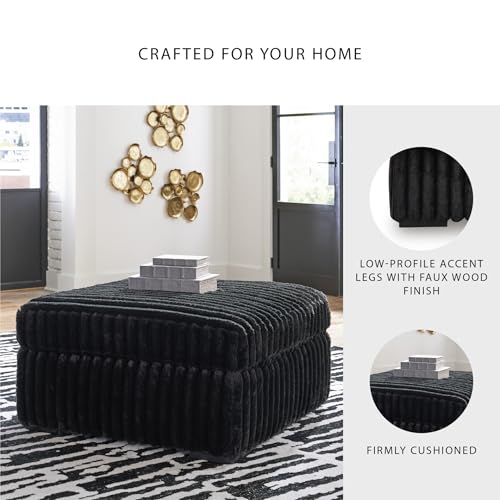 Image of Signature Design by Ashley Midnight-Madness Casual Upholstered Oversized Accent Ottoman, Black