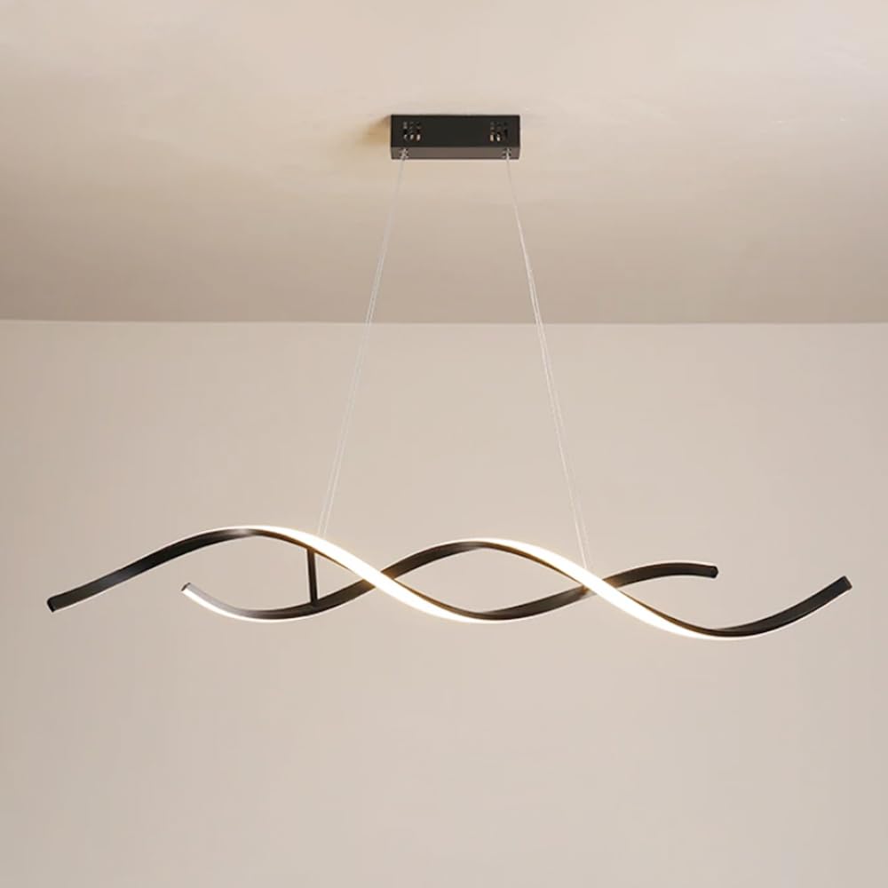 LYMSXAZOU Wave Chandelier Ceiling Light Modern Linear Pendant Lamp LED Spiral Kitchen Island Lighting Hanging Chandeliers for Dining Table Office Restaurant