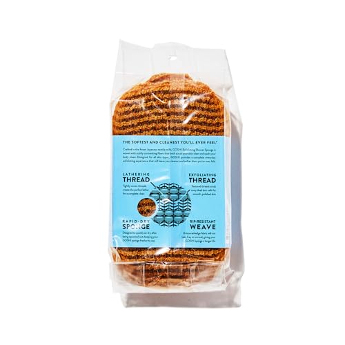 Image of Goshi Exfoliating Shower Sponge- Marigold, Rapid-Drying, Rip Resistant