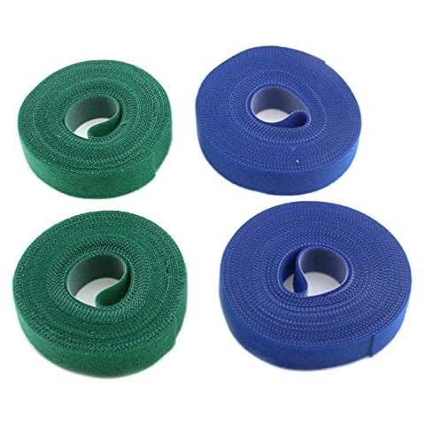 Coshar 4Roll 0.8Inch Reusable Fastening Tape Strap Hook and Loop Nylon Fabric Tape Cable Ties for Wires Cords, Green and Blue, 16.4ft Cover