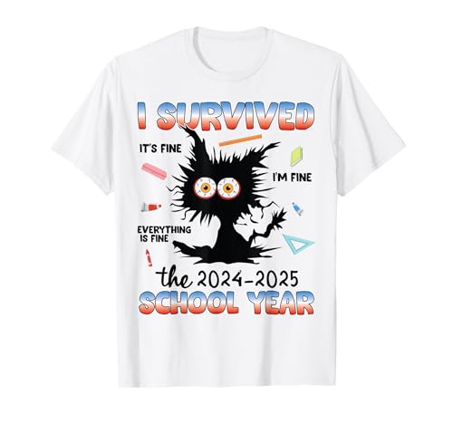Funny Teacher I Survived Last Day of The School Year 2025 T-Shirt