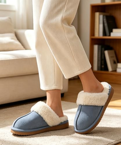 Image of Litfun Women's Fuzzy Memory Foam Slippers Fluffy Winter House Shoes Indoor and Outdoor