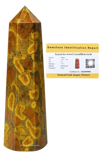 Image of Certified Fruit Jasper Crystal Tower Obelisk Point For Chakra, Healing And Balancing - Aaa Grade Original Certified Gemstone Agate For Reiki Meditation Yoga Spiritual (3-4 Inches)