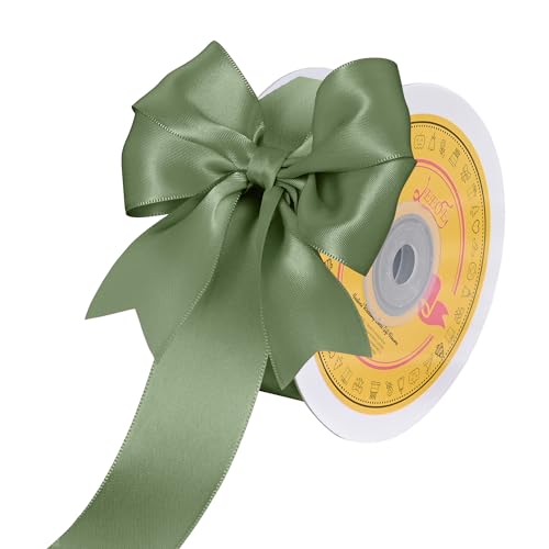 Image of Double Face Spring Moss Satin Ribbon 1-1 /2 inch X 25 Yards Polyester Spring Moss Ribbon for Gift Wrapping Very Suitable for Weddings Party Hair Bow Invitation Decorations and More