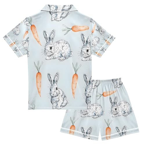 senya Rabbit and Carrot A Satin Summer Pajama Sets Silk Short Sleeve Button Down Sleepwear2