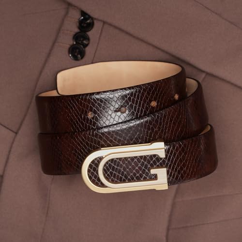 Genuine Leather Premium Brown Belt for Men,1.3" metal buckle,Elegant dress belt for men in Gift Box4