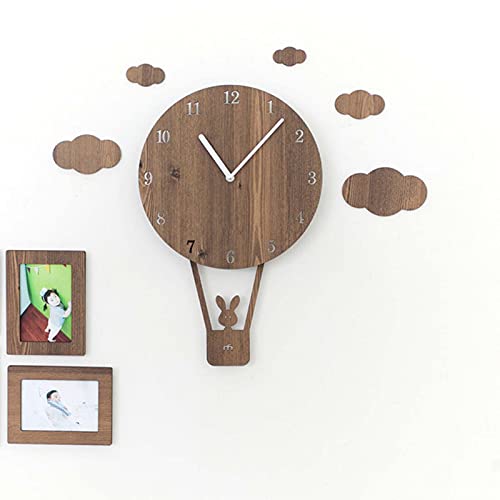 KFETCN Reloj de Pared Creativo con Dibujos Animados para Sala de Estar, Sencillo, silencioso, para Dormitorio de niños, Bonito Reloj de Pared con péndulo, Color Verde