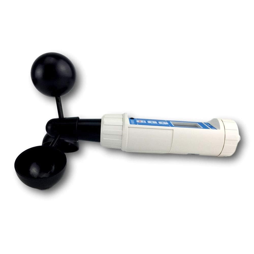 Anemometro a coppette digitale Lutron AM-4221 con misurazione della temperatura, 0,9–35,0 m/s, funzioni MAX/MIN, data logger a 100 punti, Data Hold e display LCD IP65