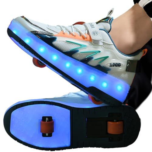Leichtrit Zapatillas con Ruedas niño,Zapatos con Ruedas para niñas,Zapatillas con Ruedas,2 en 1,Multiusos,con 4 Ruedas Retirable,Retráctil,para Niños y Niña,para Pascua Cumpleaños,Navidad