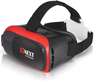 VR Headset Compatible with iPhone & Android - Universal Virtual Reality Goggles for Kids & Adults - Your Best Mobile Games 360 Movies w/ Soft & Comfortable New 3D VR Glasses (Red)