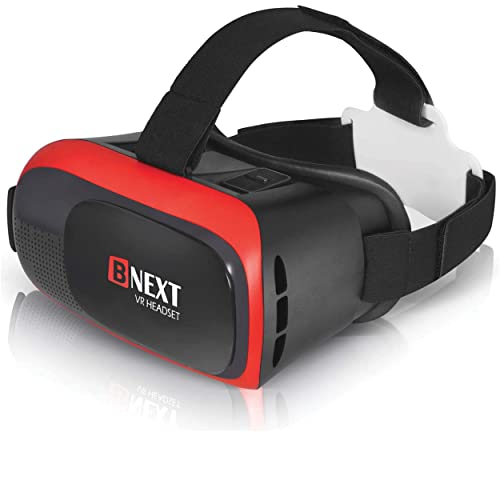 VR Headset Compatible with iPhone & Android - Universal Virtual Reality Goggles for Kids & Adults - Virtual Reality Headset for Kids - Your Best Mobile Games 360 Movies w/New 3D VR for iPhone (Red) by BNEXT - Used condition - US$17.99