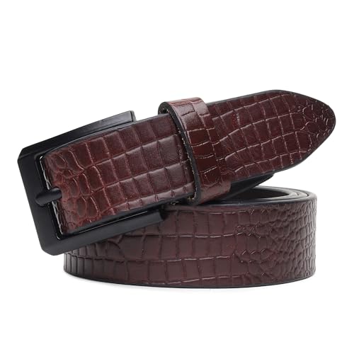 Image of HAYES LONDON Belts for Men Leather Original, Formal & Casual Leather Belt with Solid Metal Curved Buckle
