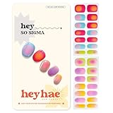 Heyhae Semi Cured Gel Nail Strips | No LED Lamp Needed | Spring, Marble, Pink | Easy Apply & Remove, Salon Quality | Includes 28 Strips, 1 Prep Pads, Nail File & Wooden Stick - Hey, So Sigma