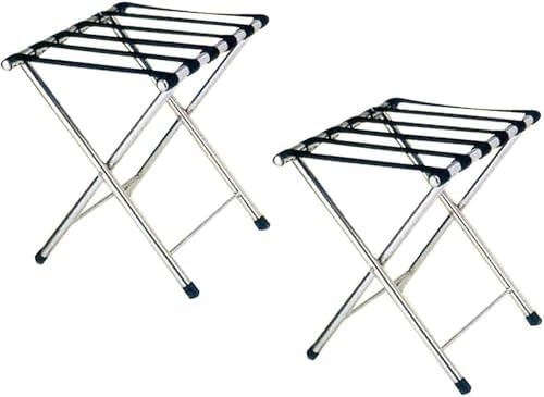 Folding Stainless Steel Suitcase Stand for Guest Room - Durable Luggage Holder, Space-Saving Design, Ideal Travel Accessory for Hotels and Homes