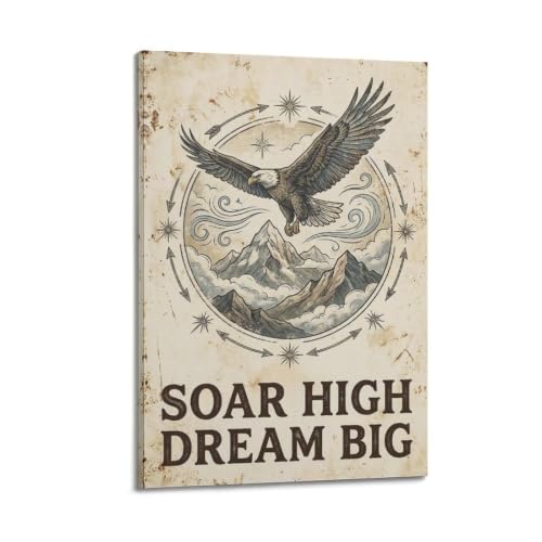 Poster Eagle Mountain vintage illustration de ciel sur toile OKAHYS 40x60 cm