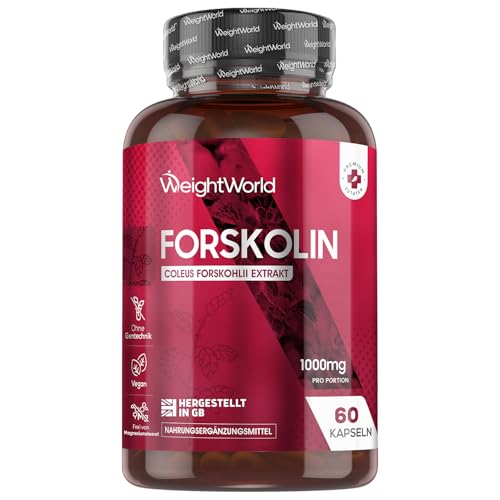 Forskolin Kapseln - 1000mg pro Portion - 60 vegane Kapseln - Coleus Forskohlii Extrakt - Indische Brennnessel - 2 Stücke pro Tag - Frei von Magnesiumstearat - WeightWorld