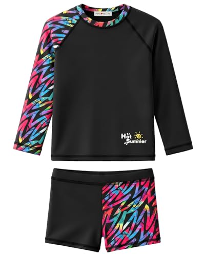 Image of weVSwe Girls Rash Guard Set 2-Piece UPF 50+ Sun Protection Swimsuit 2T-14 Years