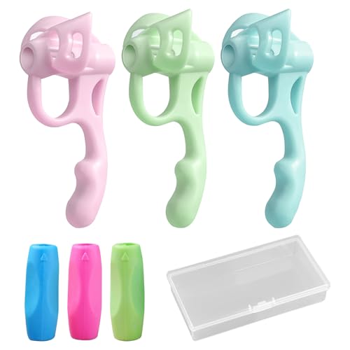 WOLMIK 6 asas ergonómicas para lápices para niños, mango ergonómico de silicona, corrector de postura para lápices, para diestros y zurdos (multicolor)