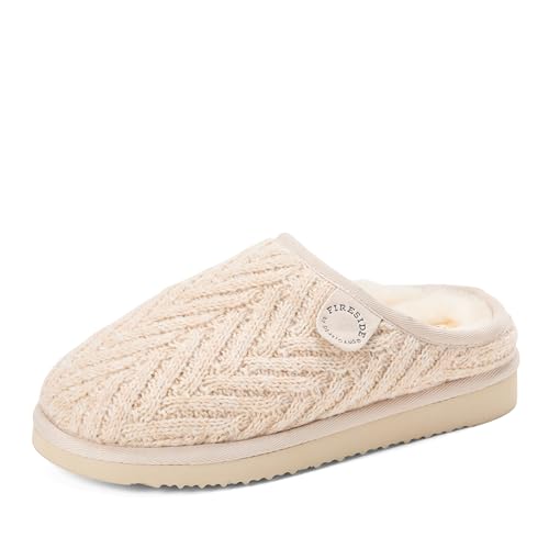 Image of Fireside by Dearfoams Women's Greta Genuine Shearling Clog Slippers, 100% Natural Suede Clogs for Outdoor & Indoor