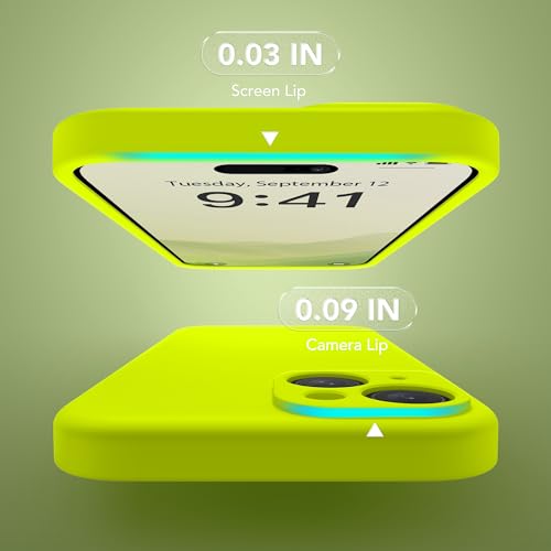 Image of Magnetic for iPhone 13 Case, Compatible with MagSafe, [Full Camera Protection] [Screen Protector] Silicone Shockproof Protective Phone Case for iPhone 13 6.1 inch, Fluorescent Green