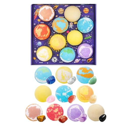 Bombes de bain pour enfant espace : boules de sel pétillantes sans danger avec pierres
