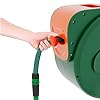 Avvolgitubo Da Giardino Per Acqua Con Tubo In PVC Attacco 1/2" Fissaggio Parete Muro Sistema Blocco Automatico Riavvolgitore Auto Stop Accessorio Esterno Salvaspazio Pressione 24 Bar (20 + 2 M) Verde