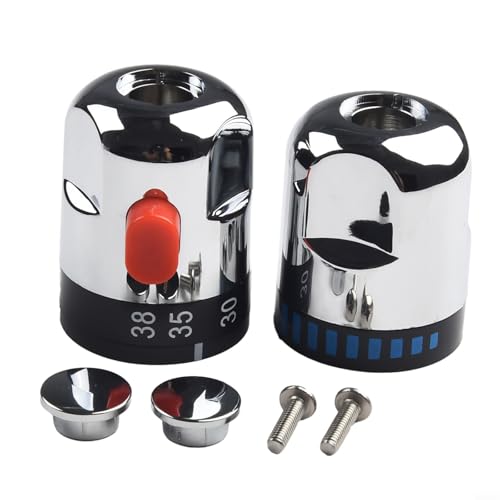 Yuanpgky Ensemble de poignées de contrôle thermostatiques pour robinet de baignoire, douche, pièces de rechange chromées, boutons de contrôle de température avec...