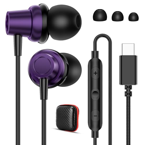 USB C �L���C���z�� �w�b�h�z�� �}�C�N&���܂Ȃ��R�[�h�t�� Hi-Fi �X�e���I�T�E���h �l�ԍH�w ���K Type C �C���z�� iPhone 17�p Google Pixel 10�p Samsung Galaxy S26 Ultra�p