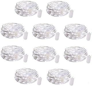 10 Pack Led Fairy Lights Battery Operated String Lights Waterproof Copper Wire, 7Ft